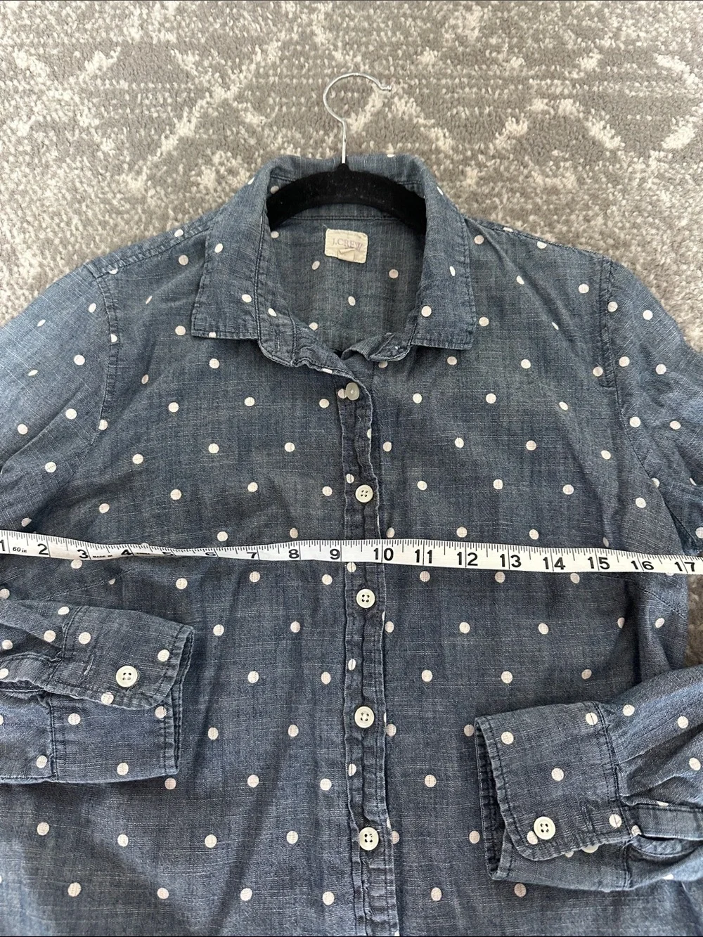 J. Crew Denim Blue Polka Dot Button-Down Shirt